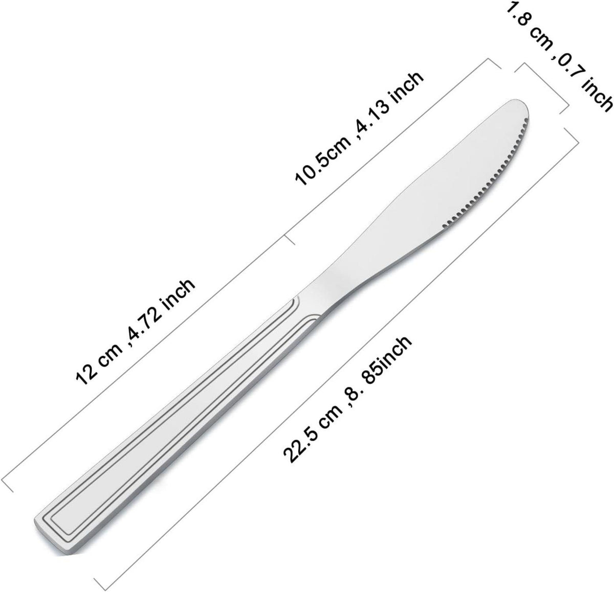 16-teiliges Buttermesser Set aus Edelstahl mit Wellenschliff