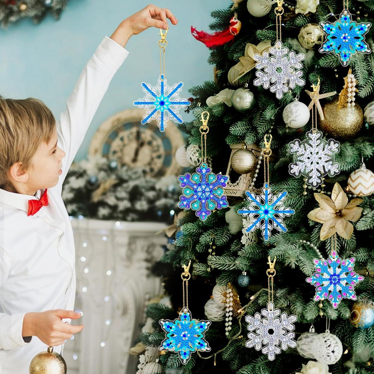 DIY 5D Schneeflocke Diamond Painting Anhänger Set - Weihnachten Winter Deko