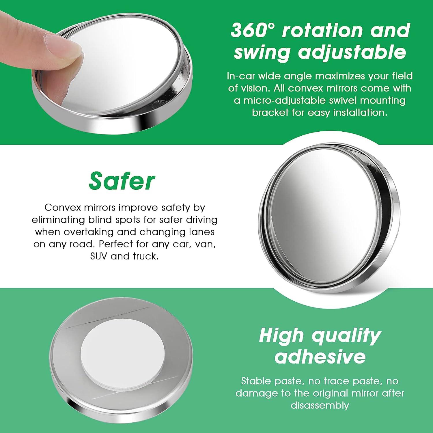 2x Auto Toter Winkel Spiegel 360° HD Glas Konvex Stick-on