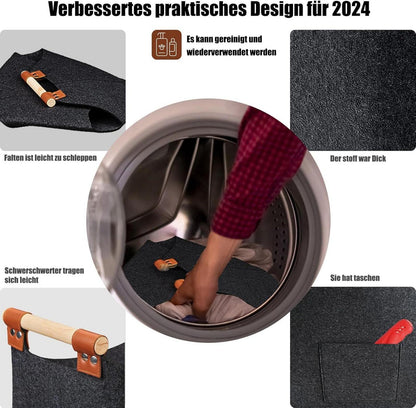 XXL Filzkorb für Kaminholz und Einkauf, multifunktionaler Brennholzkorb