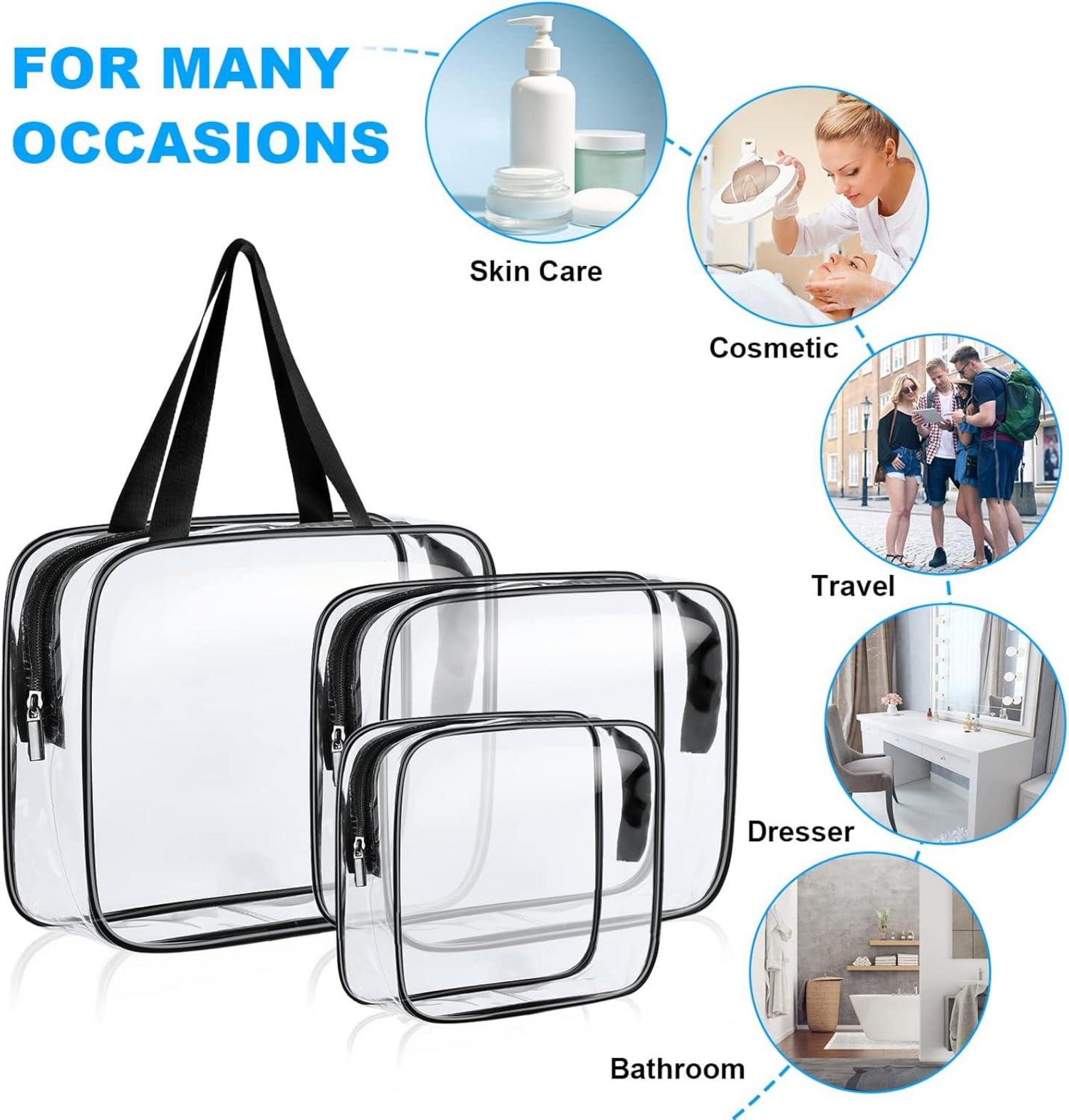 Transparente PVC Kulturtasche 3er Set wasserdicht TSA-zugelassen