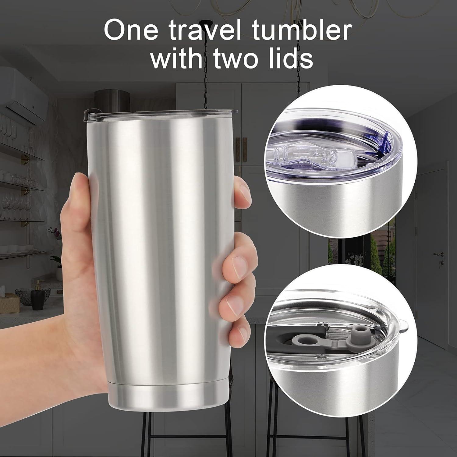 Livole Thermobecher 20oz 600ml Edelstahl Becher mit Strohhalm - Silber