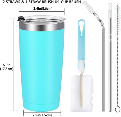 Livole Thermobecher 20oz 600ml Edelstahl Türkis Trinkbecher mit Strohhalm