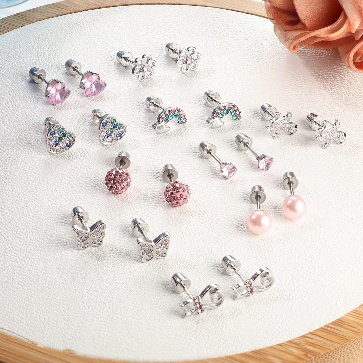 10 Paar Niedliche Mädchen Ohrstecker Set 316L Chirurgenstahl Zirkonia