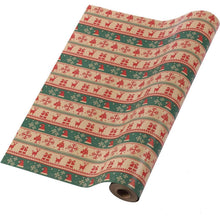 Geschenkpapierrolle Weihnachten Santa 43cm x 15m Braun Kraftpapier Grün