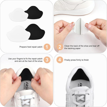 Sneaker Fersen Reparatur Patches, 12 Paar, Schwarz & Weiß