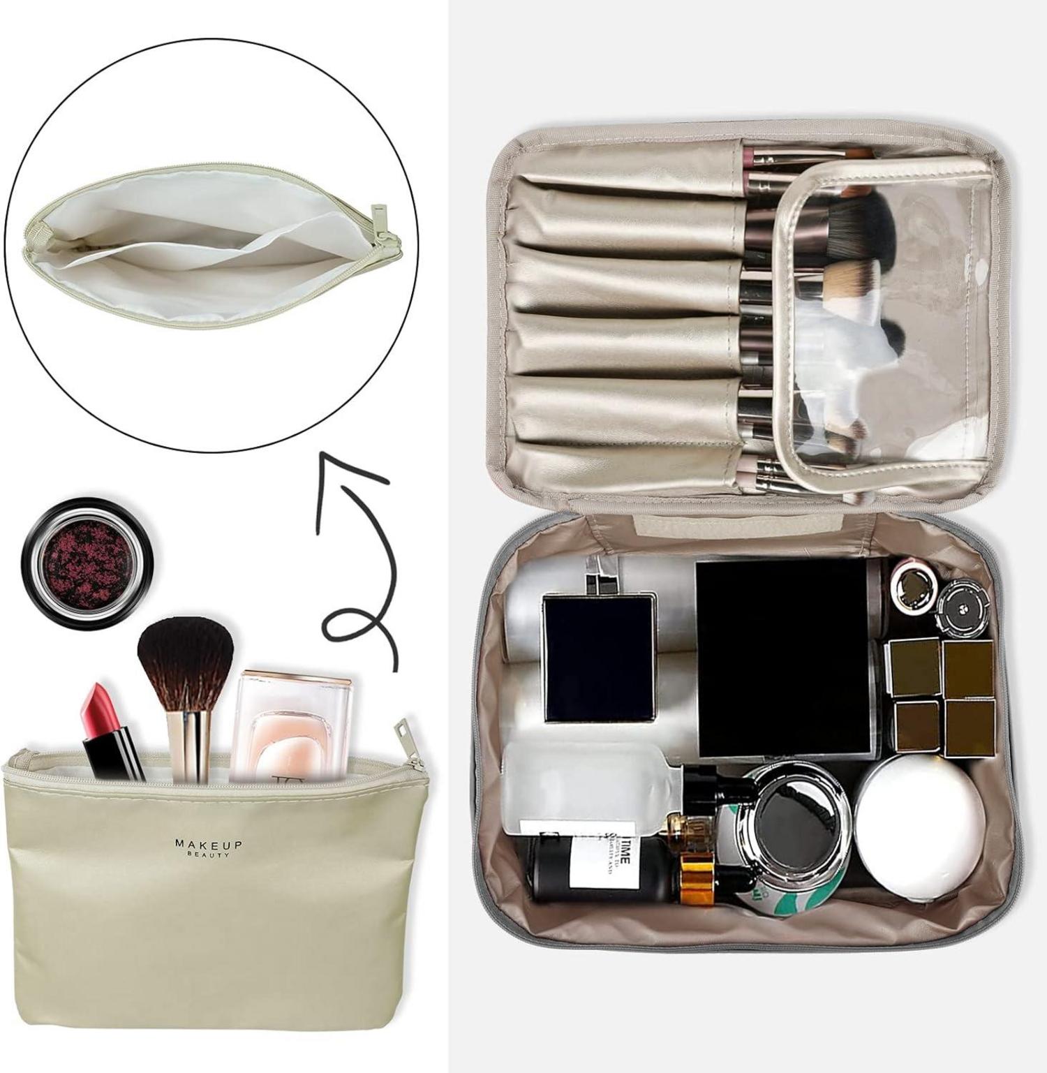 2er Set Tragbare Kosmetiktaschen wasserdicht Make-up Tasche Damen Mädchen