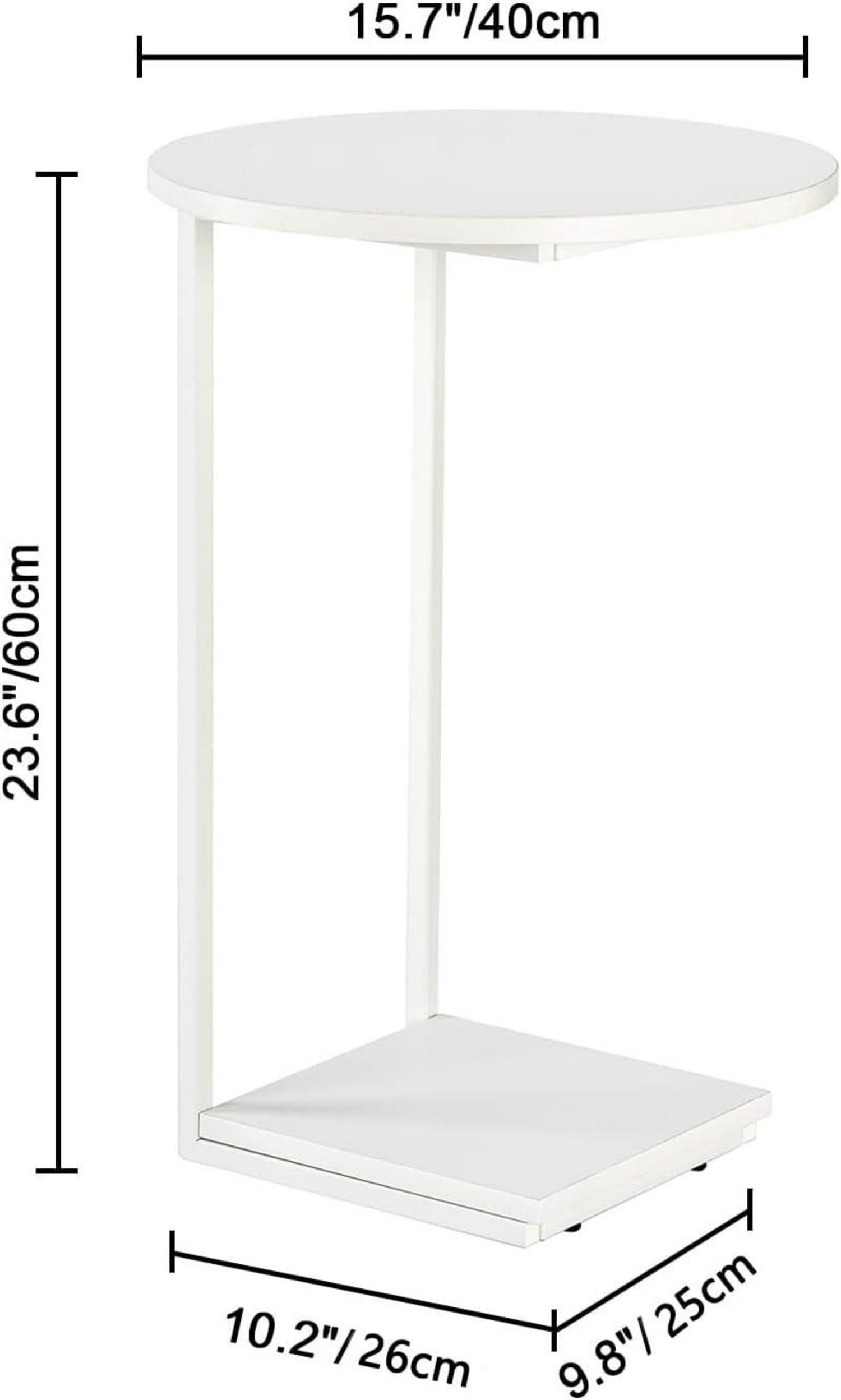 C-förmiger Beistelltisch Runder Couchtisch Metall-Holzplatte 40x40x60cm