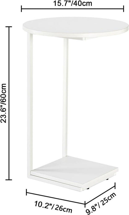 C-förmiger Beistelltisch Runder Couchtisch Metall-Holzplatte 40x40x60cm