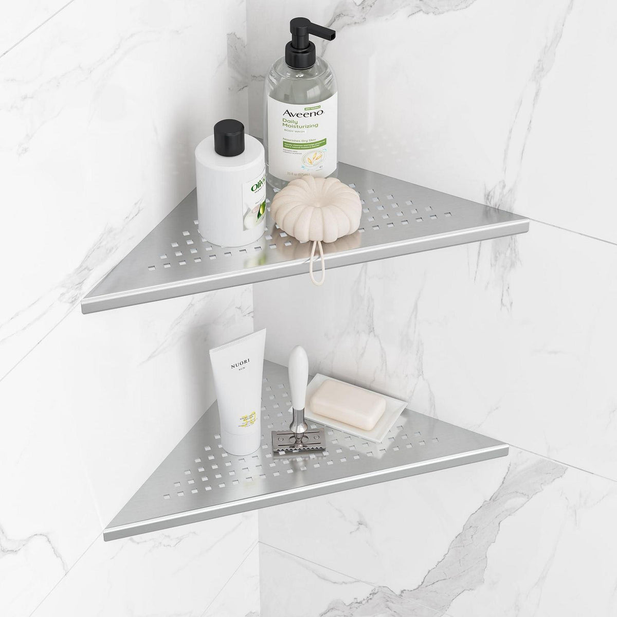 Edelstahl Duschablage Eckig | 2er Set | Rostfrei & Robust