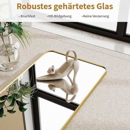 Standspiegel Ganzkörper Gold 163cm – Abgerundete Ecken & Leaning