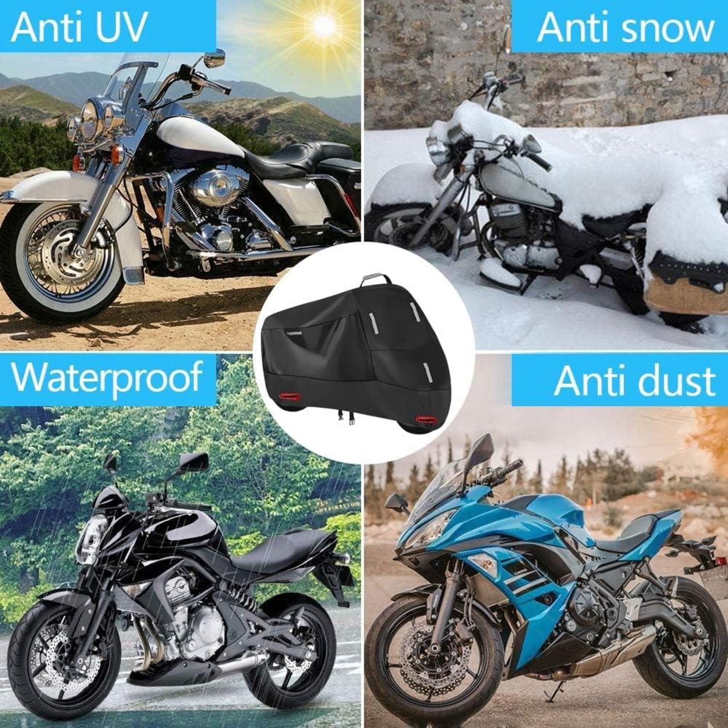 Motorradabdeckung 300D Wasserdicht Oxford Schwarz Silber 290x95x140cm