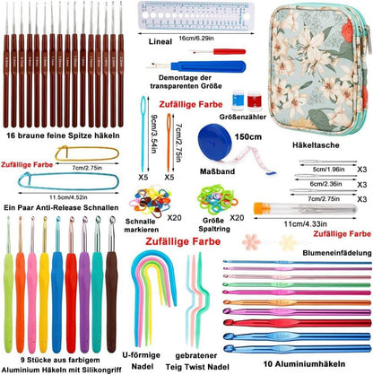 Doxiru Häkelnadel-Set 100-teilig ergonomisch weiches Gummi