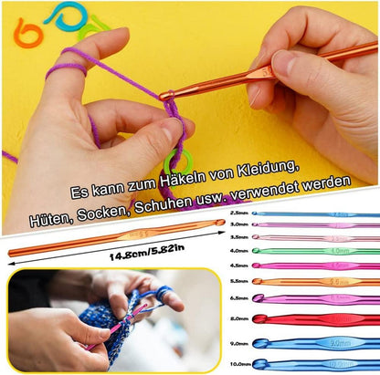 100-teiliges Häkelnadel-Set für Anfänger & Erwachsene, ergonomisch & farbenfroh