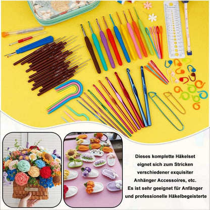Häkelnadel-Set ergonomisch weiche Gummi-Nadeln 100-teilig