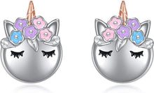 Einhorn Ohrstecker 925 Silber Geschenk Damen Mädchen