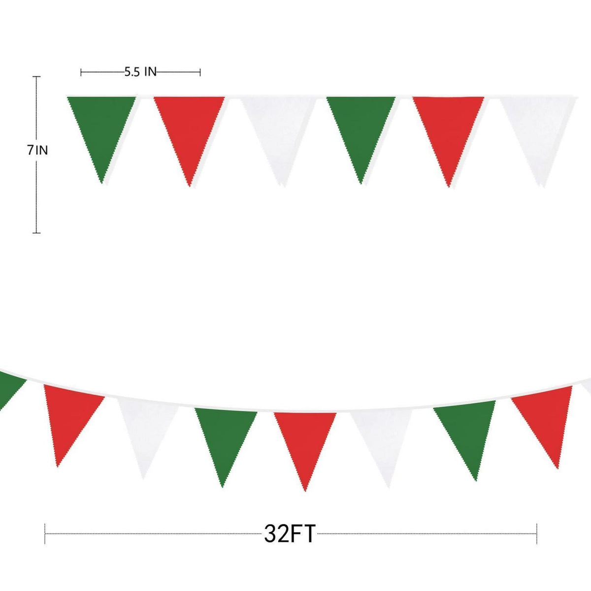 Weihnachts Wimpelkette Rot Grün Weiß – 90cm Partydeko