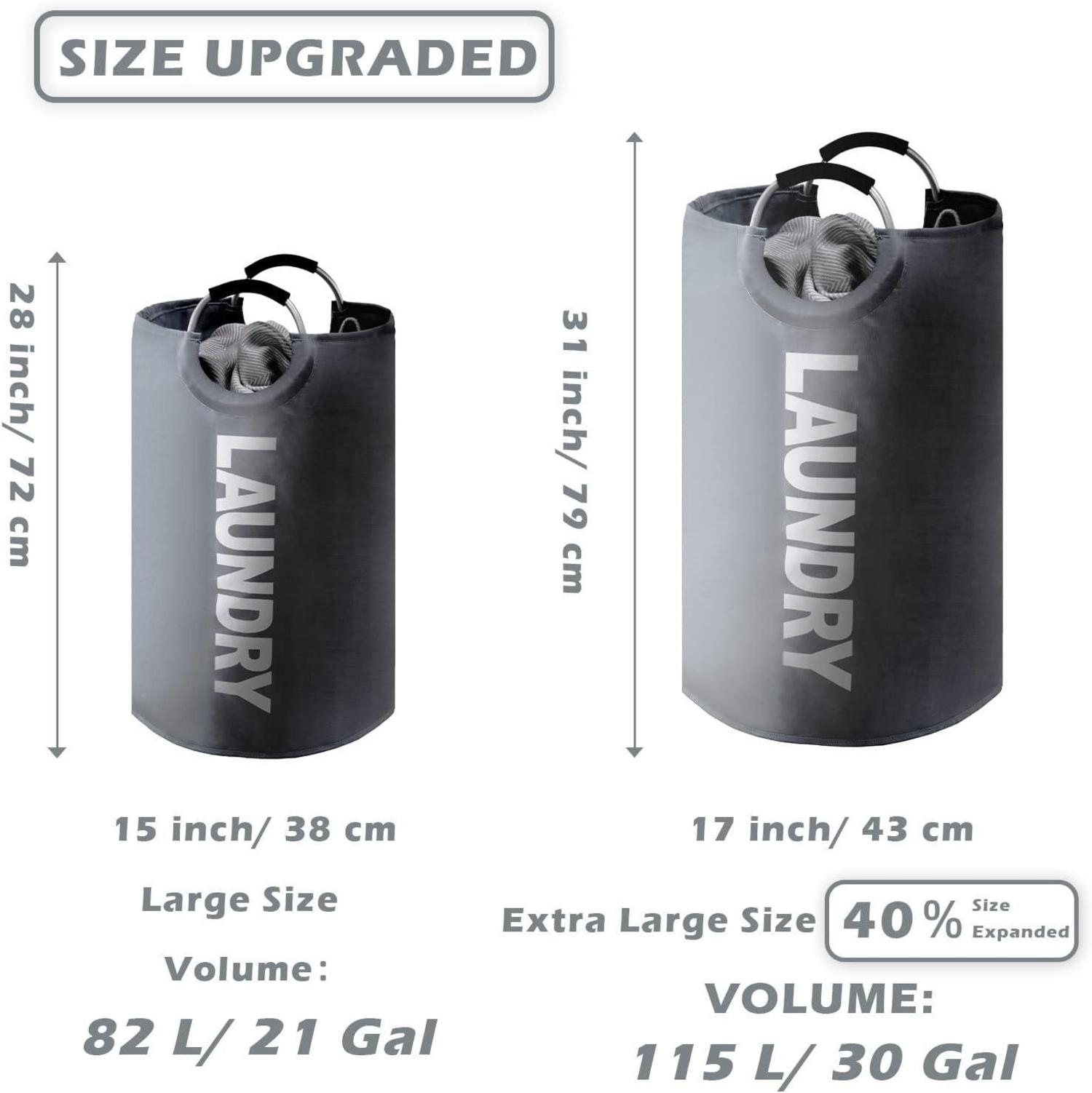 Wäschekorb 115L Faltbar mit Griff Oxford Aluminium Grau