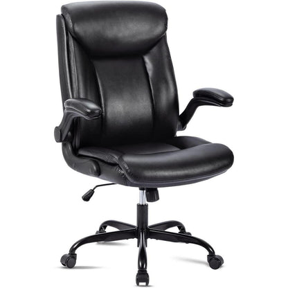 Bürostuhl Ergonomisch Schreibtischstuhl Schwarz PU Leder