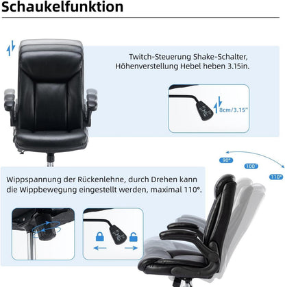 Ergonomischer Bürostuhl mit hochklappbarer Armlehne, höhenverstellbar