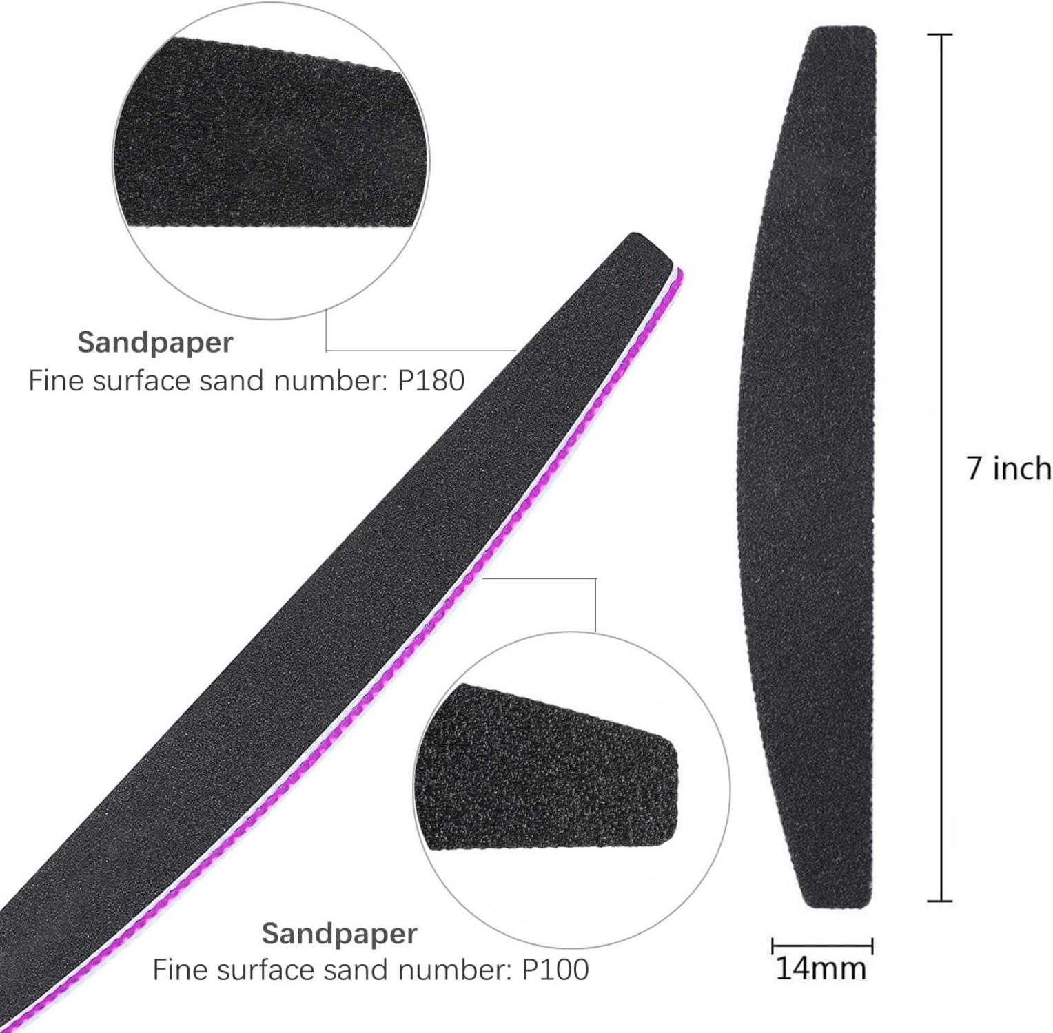 Professionelle Nagelfeile 100/180, 5 Stück, Schwarz