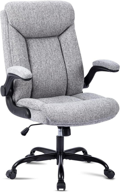 Ergonomischer Bürostuhl mit Armlehne - Höhenverstellbar - Grau Stoff