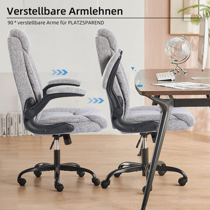 Ergonomischer Bürostuhl Grau Stoff Armlehne höhenverstellbar