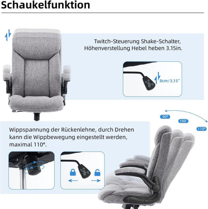 MZLEE Ergonomischer Bürostuhl Drehbarer Computerstuhl Grauer Stoff