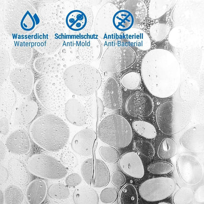 Duschvorhang 180x180cm 3D Steinmuster Wasserdicht Anti Schimmel Eva