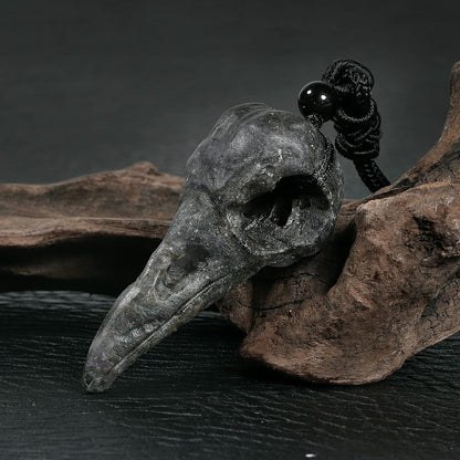 Kristall Achat Rabenschädel Halskette Hexe Wicca Halloween