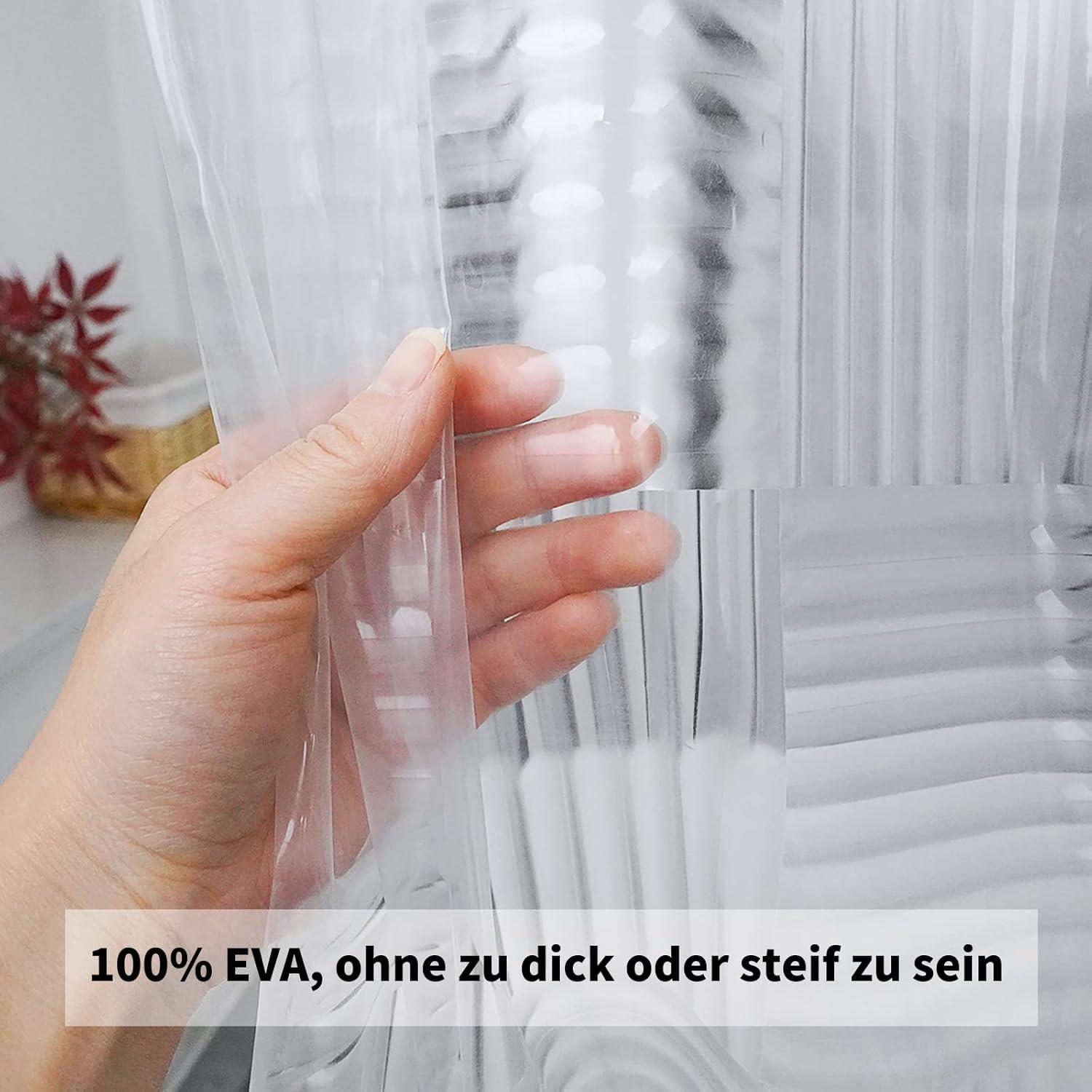 Transparenter Duschvorhang 180x180 mit 3D-Muster, wasserdicht, Anti-Schimmel, 12 Haken