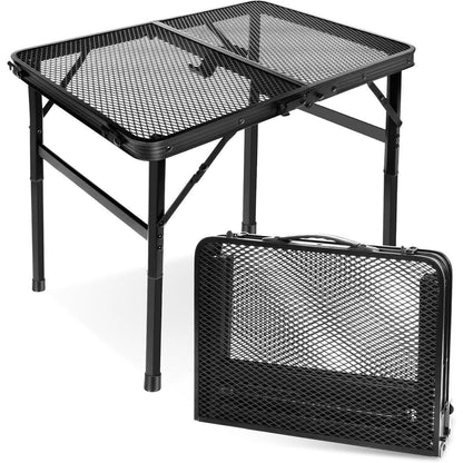 Klappbarer Campingtisch mit Metallgitterplatte, 60x40cm, 2