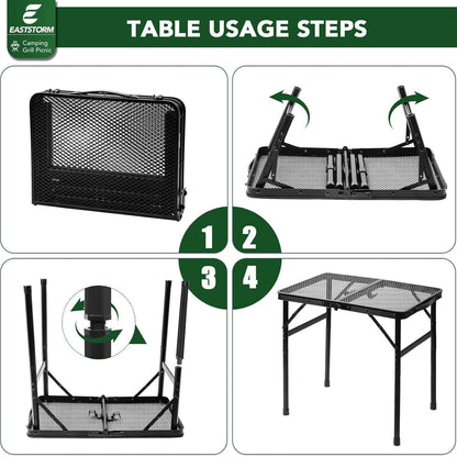 Klappbarer Campingtisch mit Metallgitterplatte, 60x40cm, 2