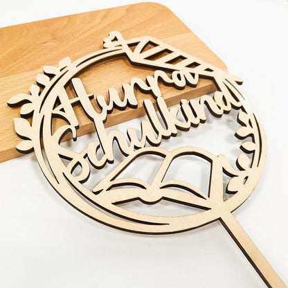 Tortendeko Einschulung 6 STK Cake Topper Schulkind Holz Kuchendeko