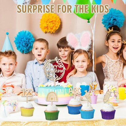 Universelle Einschulung Tortendeko Holz Cake Topper 6 STK Zuckertüte