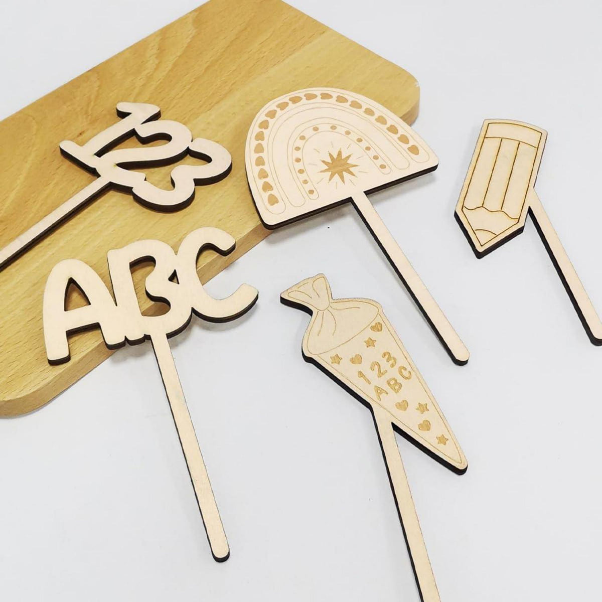 Tortendeko Einschulung Holz Cake Topper Schulanfang 2023 Mädchen Junge Geschenk