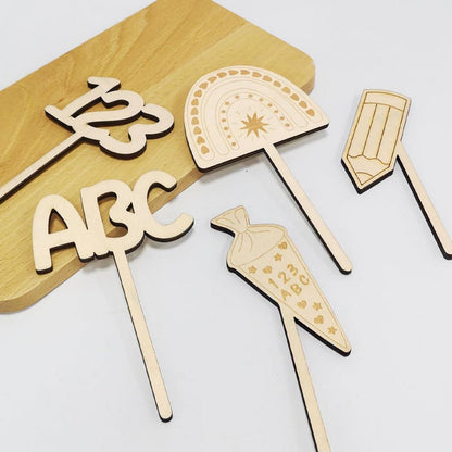Tortendeko Einschulung Holz Cake Topper Schulanfang 2023 Mädchen Junge Geschenk