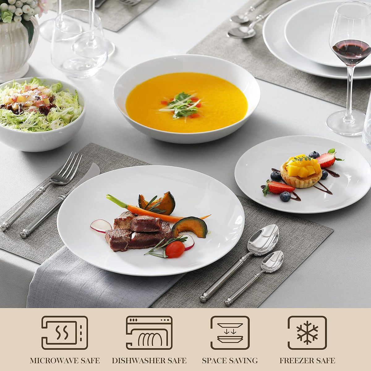 Porzellan Geschirr Set 24-teilig Weißes Premium Tafelservice
