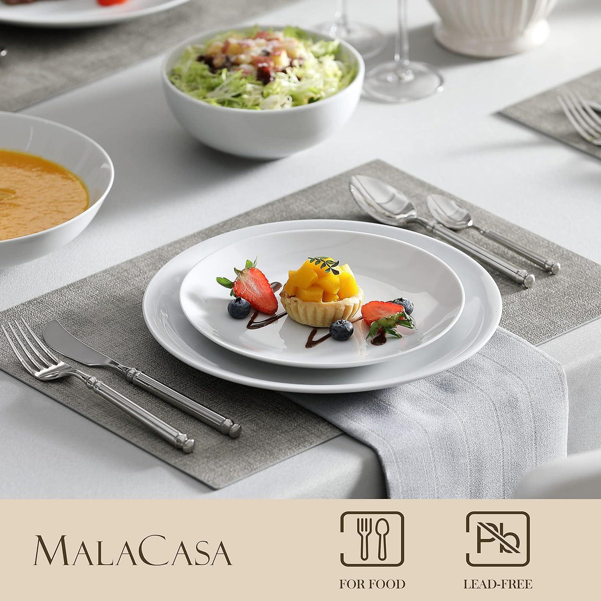 Malacasa Amelia Geschirrset 6 Personen 24-tlg. Premium Porzellan