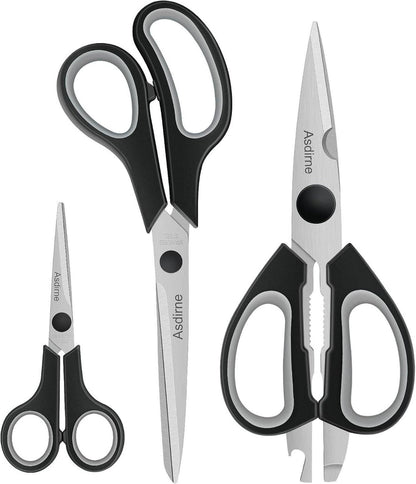 Multifunktionale Küchenschere Set 3Pcs Edelstahl Schwarz/Grau