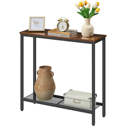 HOOBRO Schmaler Konsolentisch mit Ablageregalen 75x24x75cm