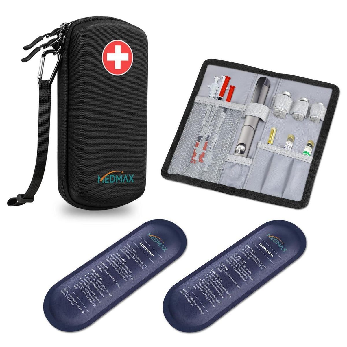 Insulin Kühltasche mit 2 Kühlakkus – Tragbare Diabetikertasche