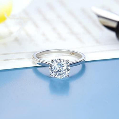 Verlobungsring 1-2 Karat Moissainte Solitär 925 Silber D VVS1 mit Geschenkbox & Zertifikat