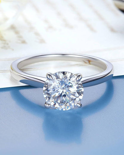 Verlobungsring Damen 2 Karat Moissanit 925 Silber D VVS1 mit Geschenkbox Zertifikat