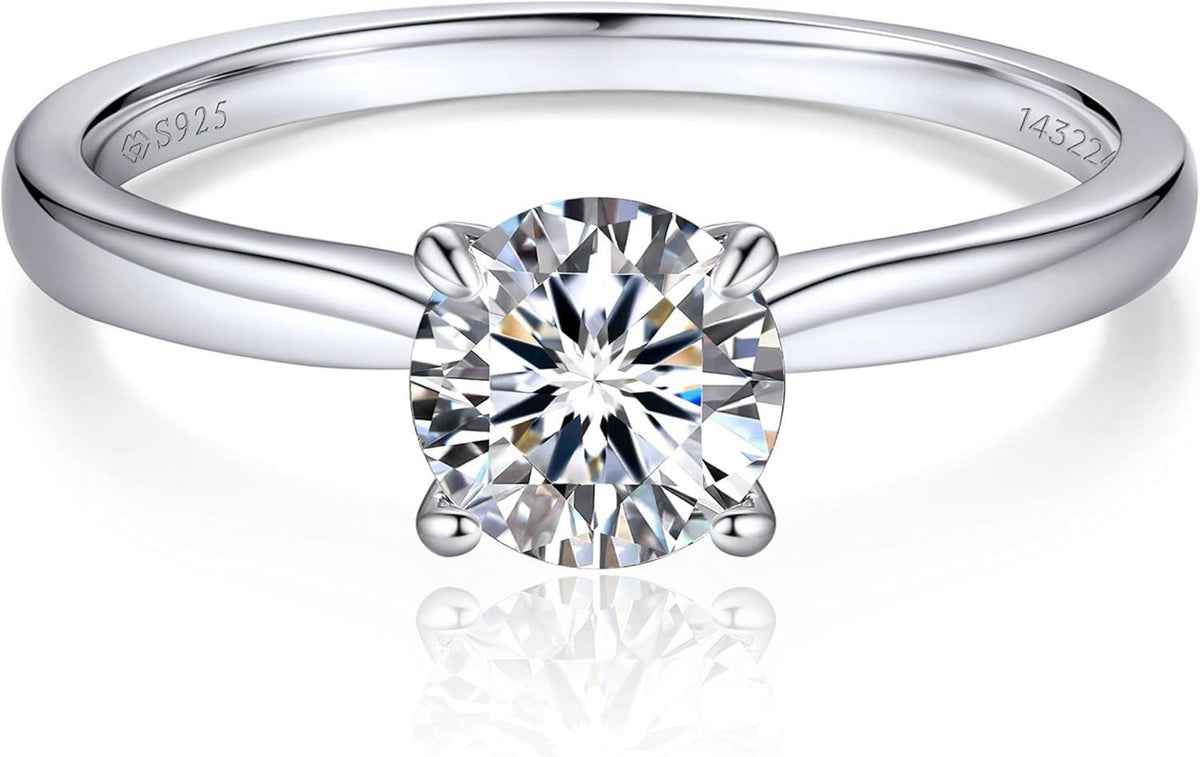 Verlobungsring Damen 1-2 Karat Ring Moissainte Solitär 925 Silber D
