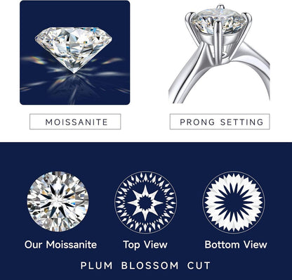Verlobungsring Damen 1-2 Karat Moissainte Solitär 925 Silber D VVS1 mit Geschenkbox