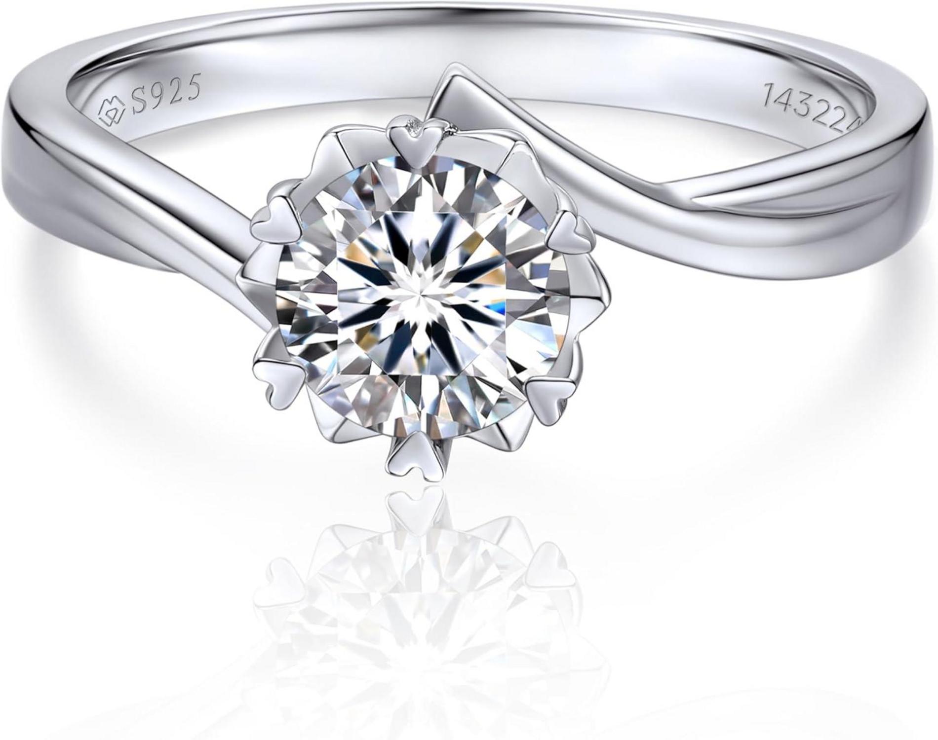 Moissanite Verlobungsring Damen Schneeflocke 1 Karat Silber925