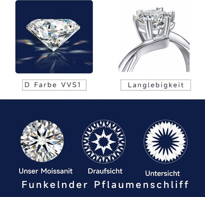 Moissanite Verlobungsring Damen Schneeflocke 1 Karat Silber925
