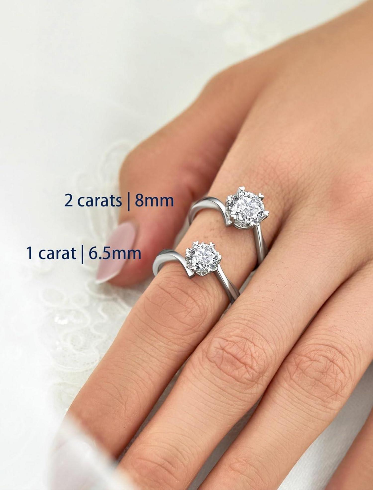 Verlobungsring Damen 1-2 Karat Moissanit Schneeflocke Silber 925 Solitär Geschenk 1 Karat