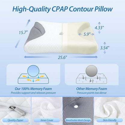 CPAP Memory Foam Seitenschläferkissen mit Maskenrillen